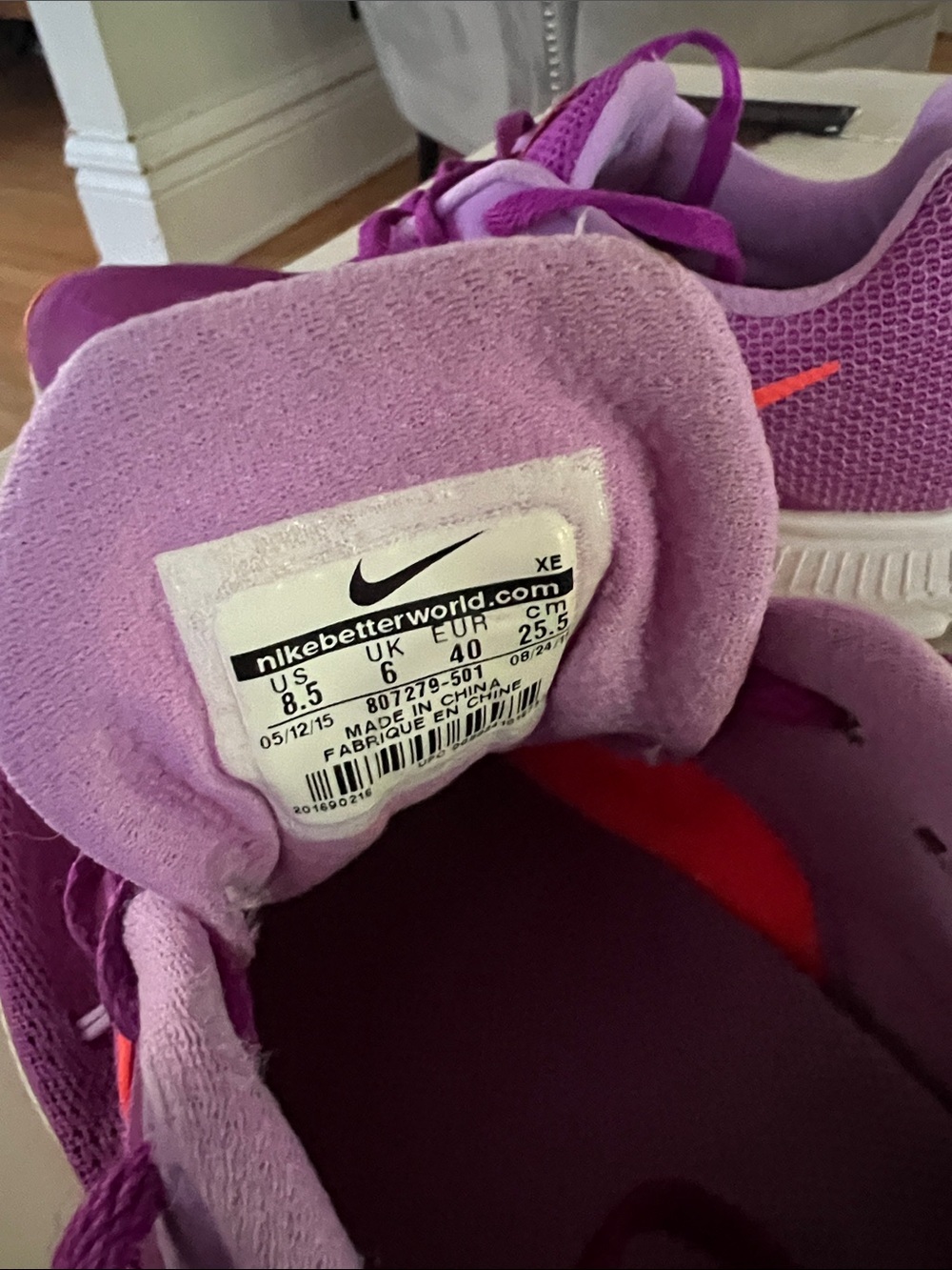 Nike Women's Purple Running Sneakers with Orange Accents - Picture 4 of 5
